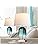 DwellGlow: Table Lamp Set of 2 Touch Control, Modern Coastal Teal Glass Bedside Lamp with 2 USB Ports, 3-Way Dimmable Beach Nightstand Lamps with White Fabric Shade for Living Room, Bedroom (LED Bulbs Included)