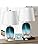 DwellGlow: Table Lamp Set of 2 Touch Control, Modern Coastal Teal Glass Bedside Lamp with 2 USB Ports, 3-Way Dimmable Beach Nightstand Lamps with White Fabric Shade for Living Room, Bedroom (LED Bulbs Included)