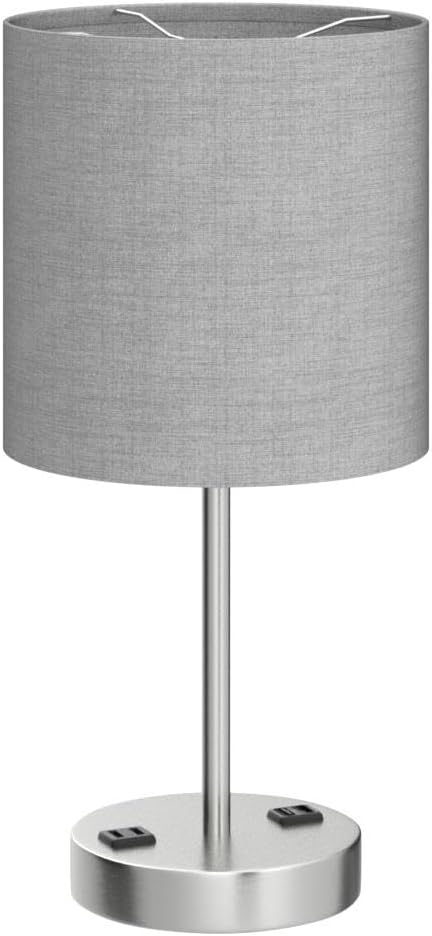 DwellGlow: Touch Table Lamps for Bedroom Set of 2, Bedside Nightstand Lamps with USB Port and Power Outlet, 3 Way Dimmable White Lamp for Living Room Nursery Room, Warm White Bulbs Included