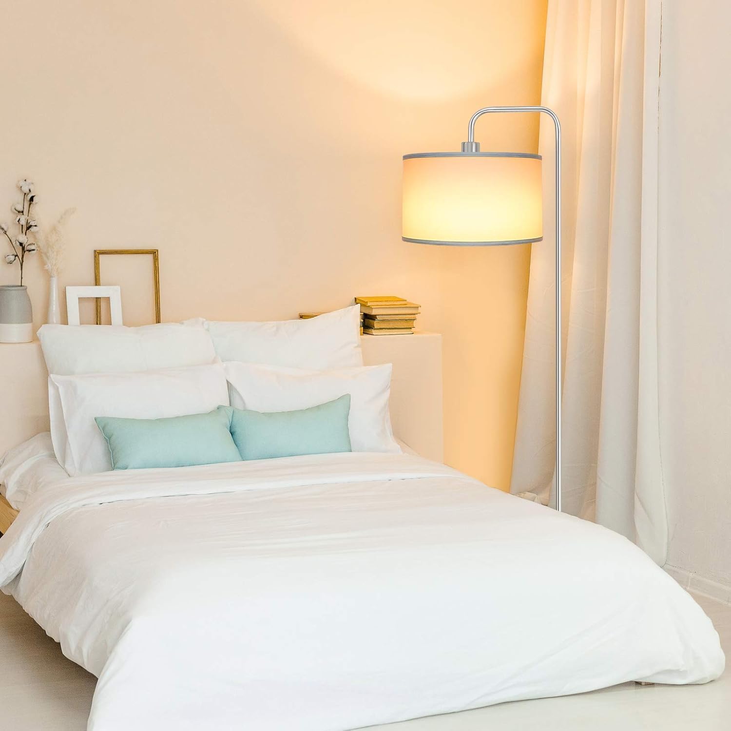 DwellGlow: LED Floor Lamp for Living Room, 3 Color Temperature, with Foot Switch, 9W Bulb Included, Oil Rubbed Bronze