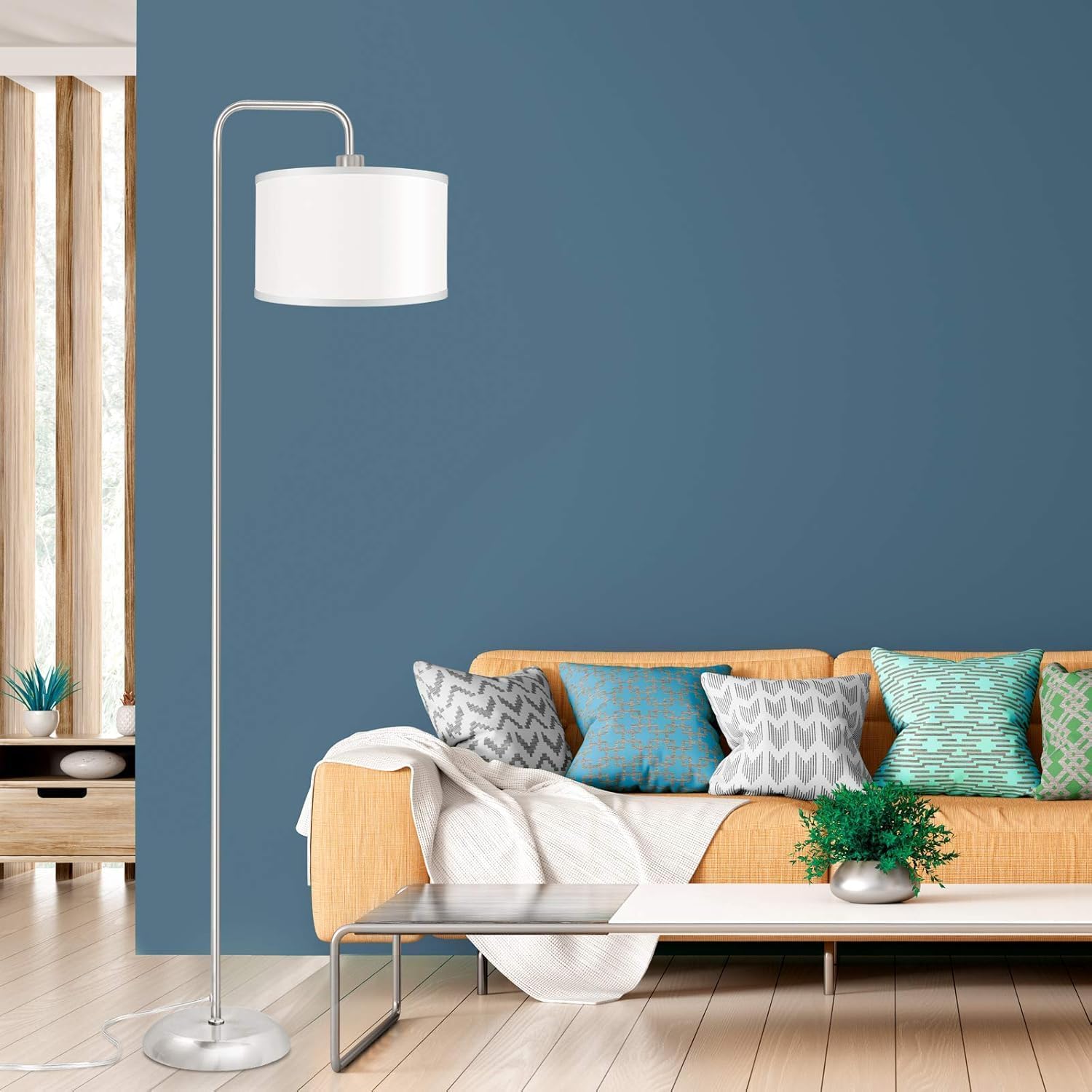DwellGlow: LED Floor Lamp for Living Room, 3 Color Temperature, with Foot Switch, 9W Bulb Included, Oil Rubbed Bronze