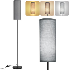 DwellGlow: Boho Floor Lamp for Living Room with 3 Color Temperatures LED Bulb, Standing Lamp Tall Lamp Reading for Bedroom, Office, Kids Room (9W LED Bulb, Rattan & Fabric Shades Included)