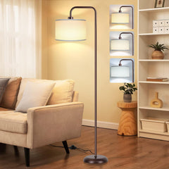 DwellGlow: LED Floor Lamp for Living Room, 3 Color Temperature, with Foot Switch, 9W Bulb Included, Oil Rubbed Bronze