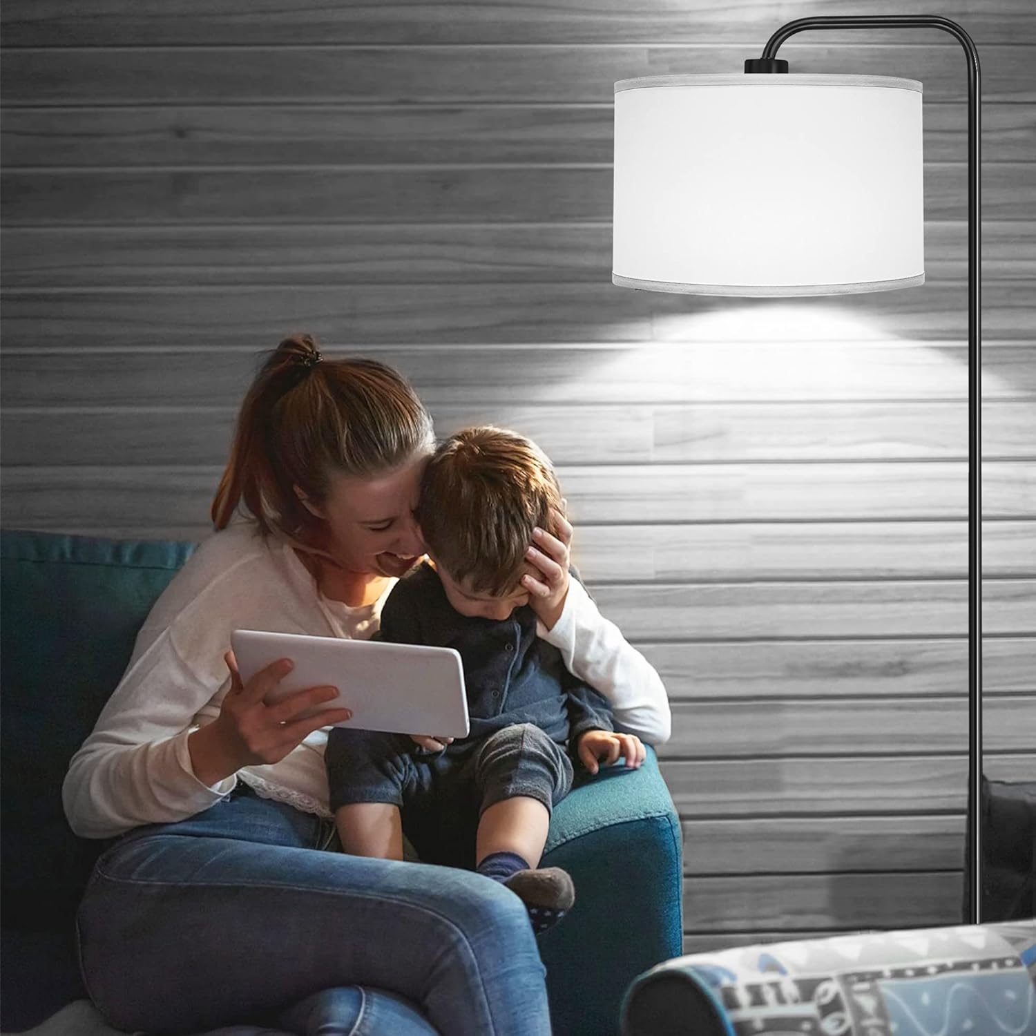 DwellGlow: LED Floor Lamp for Living Room, 3 Color Temperature, with Foot Switch, 9W Bulb Included, Oil Rubbed Bronze