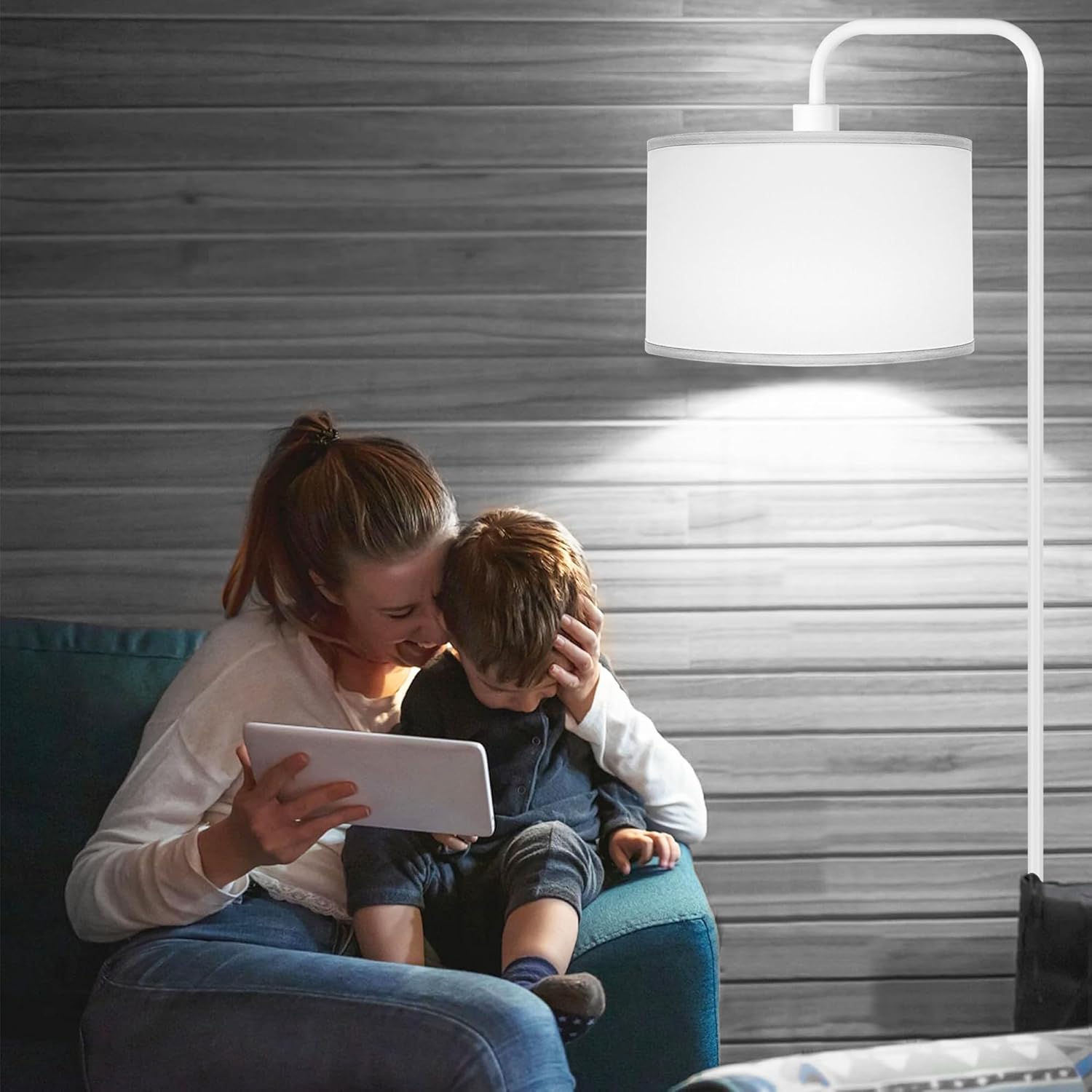 DwellGlow: LED Floor Lamp for Living Room, 3 Color Temperature, with Foot Switch, 9W Bulb Included, Oil Rubbed Bronze