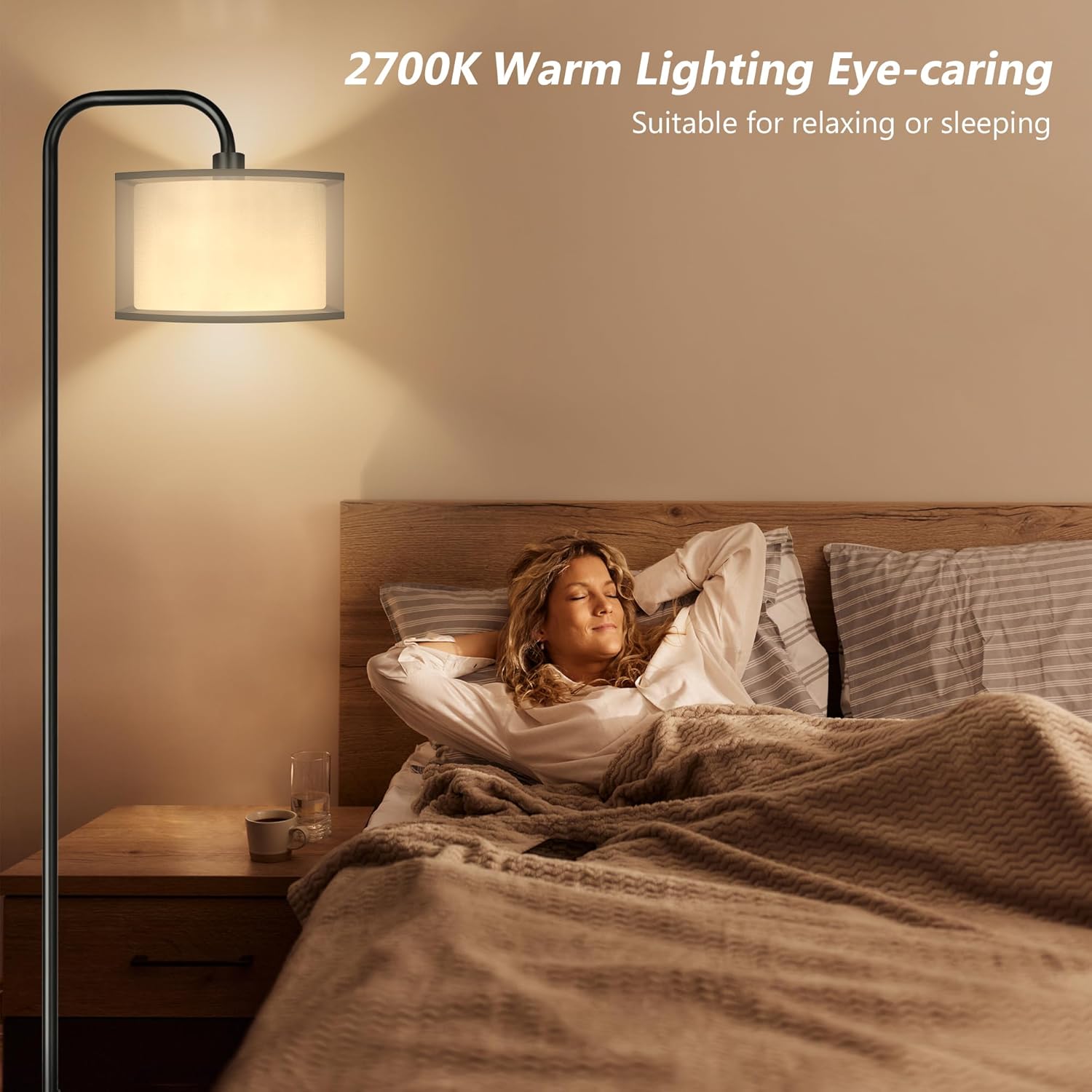 DwellGlow: LED Floor Lamp for Living Room, 3 Color Temperature, with Foot Switch, 9W Bulb Included, Oil Rubbed Bronze
