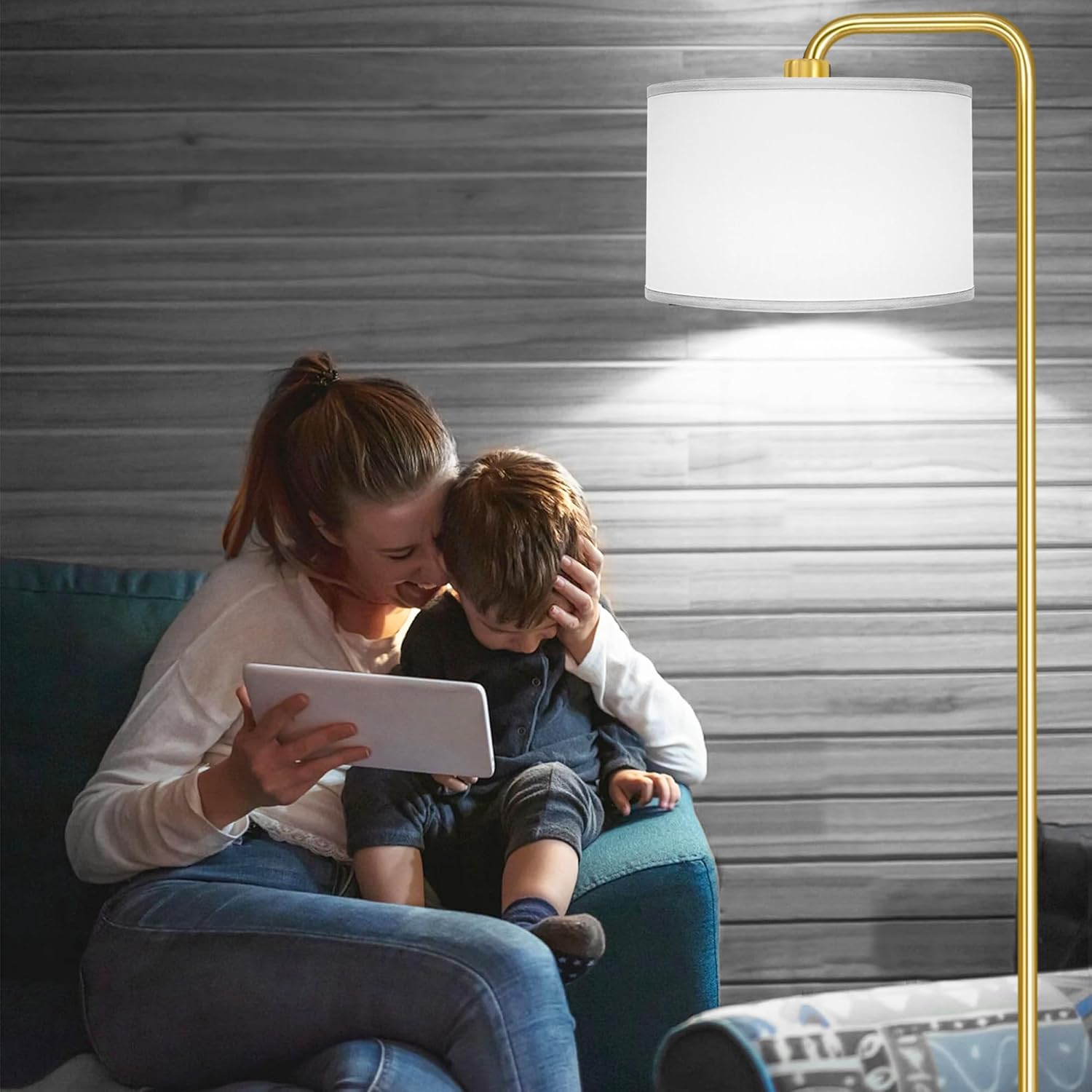 DwellGlow: LED Floor Lamp for Living Room, 3 Color Temperature, with Foot Switch, 9W Bulb Included, Oil Rubbed Bronze