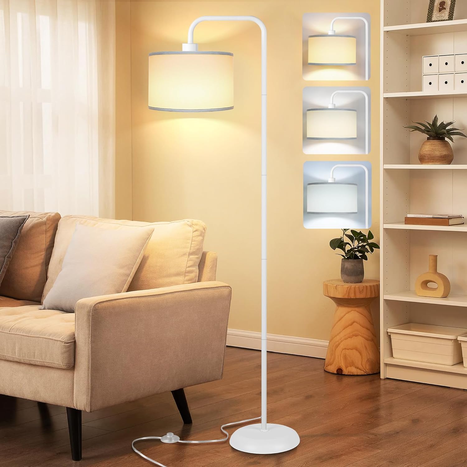 DwellGlow: LED Floor Lamp for Living Room, 3 Color Temperature, with Foot Switch, 9W Bulb Included, Oil Rubbed Bronze