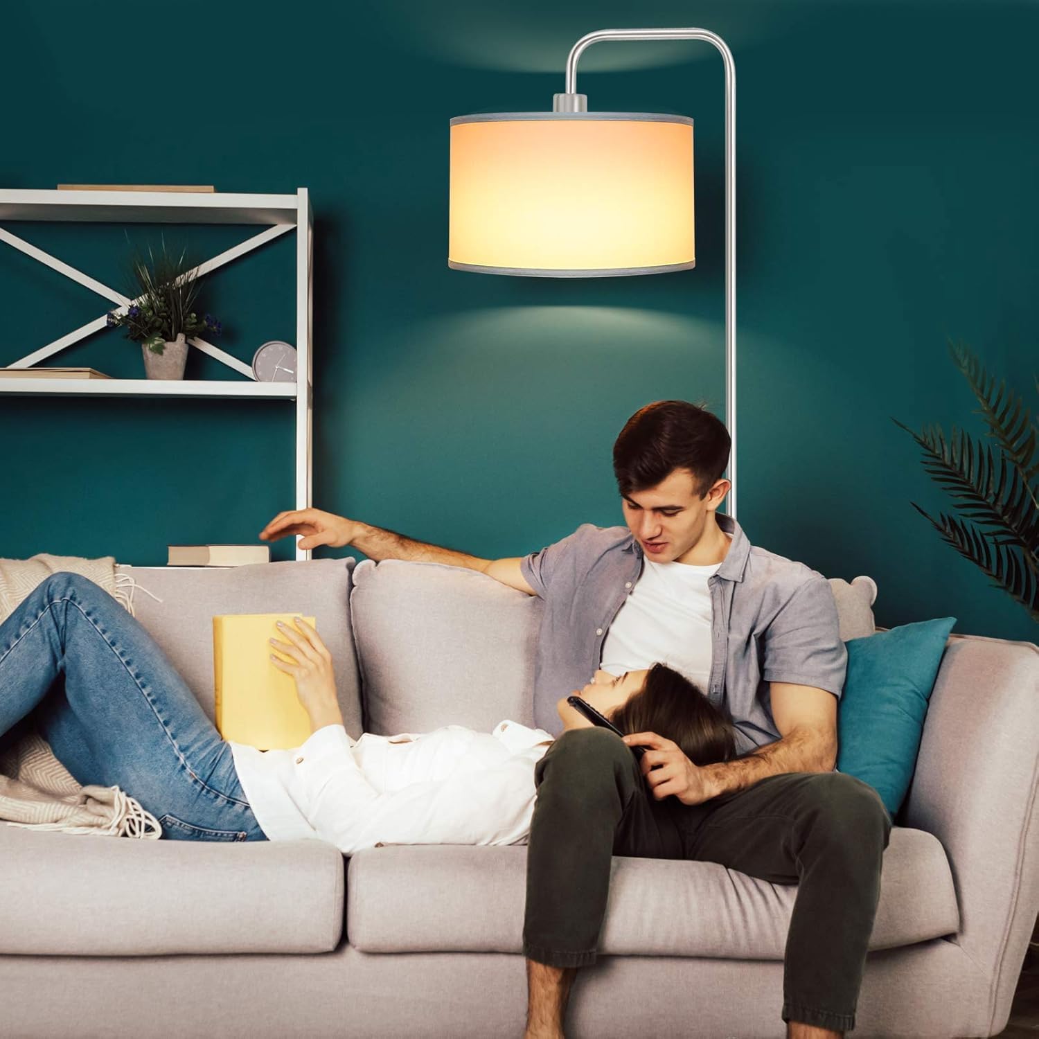DwellGlow: LED Floor Lamp for Living Room, 3 Color Temperature, with Foot Switch, 9W Bulb Included, Oil Rubbed Bronze