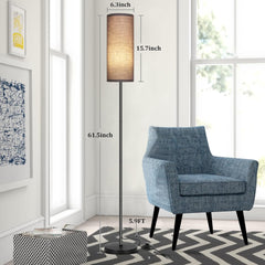 DwellGlow: Boho Floor Lamp for Living Room with 3 Color Temperatures LED Bulb, Standing Lamp Tall Lamp Reading for Bedroom, Office, Kids Room (9W LED Bulb, Rattan & Fabric Shades Included)