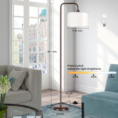 DwellGlow: LED Floor Lamp for Living Room, 3 Color Temperature, with Foot Switch, 9W Bulb Included, Oil Rubbed Bronze