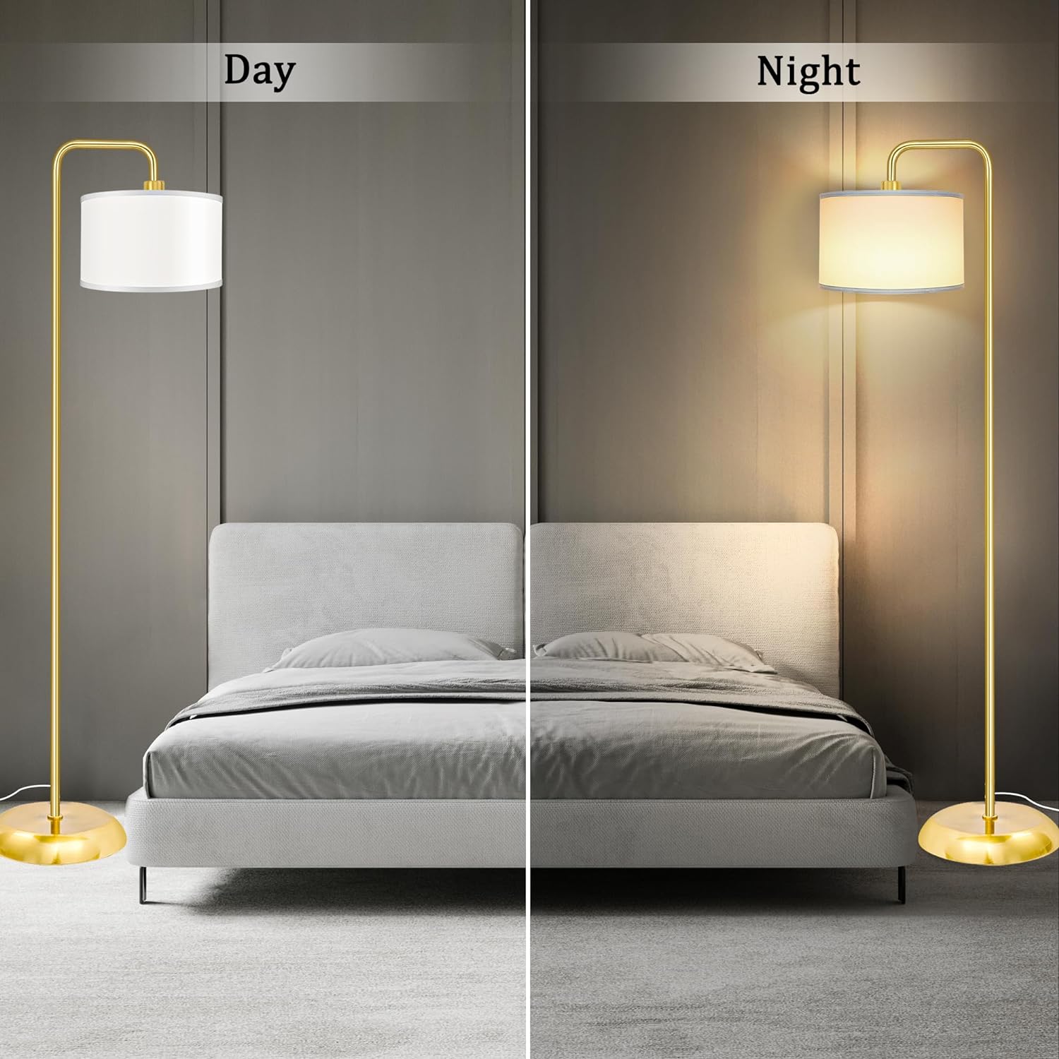 DwellGlow: LED Floor Lamp for Living Room, 3 Color Temperature, with Foot Switch, 9W Bulb Included, Oil Rubbed Bronze