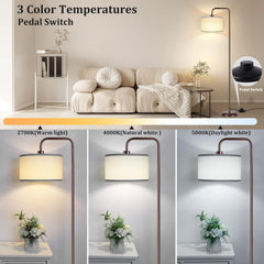 DwellGlow: LED Floor Lamp for Living Room, 3 Color Temperature, with Foot Switch, 9W Bulb Included, Oil Rubbed Bronze